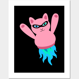 Pink Rocket Cat Posters and Art